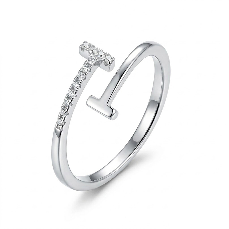 silver double t open bypass ring